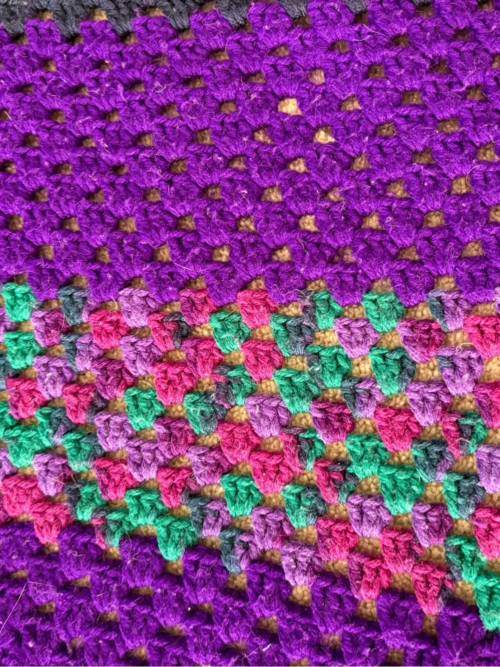 Handmade Purple & Teal Crochet Throw Blanket - Home Accents
